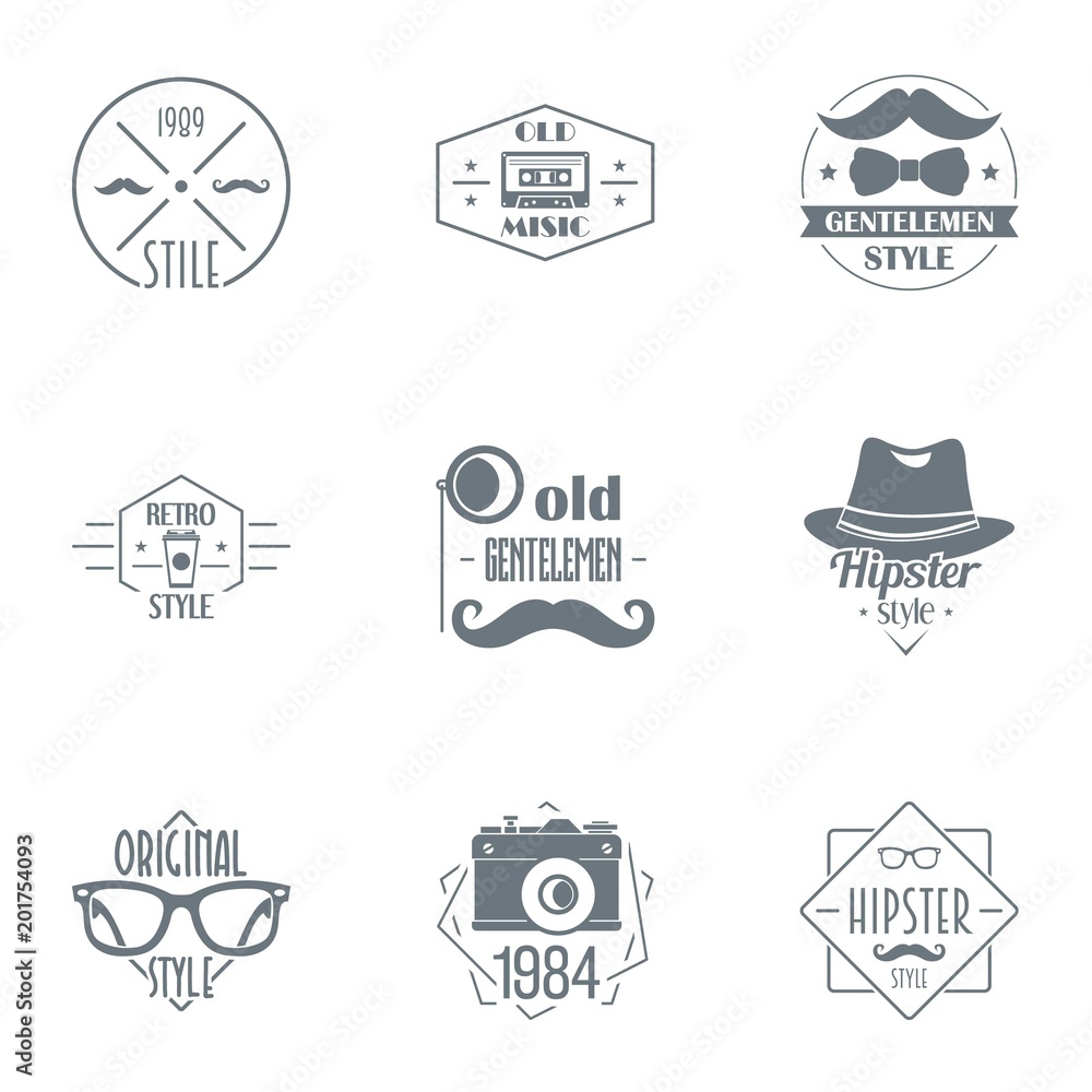 Hipster logo set. Simple set of 9 hipster vector logo for web isolated on white background