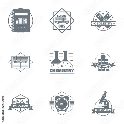 Science logo set. Simple set of 9 science vector logo for web isolated on white background