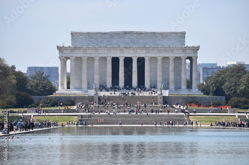 Famous Lincoln Memorial on the Lincoln Memorial Reflecting Pool in USA