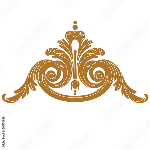 Golden vintage baroque ornament, corner. Retro pattern antique style acanthus. Decorative design element filigree calligraphy vector. - stock vector