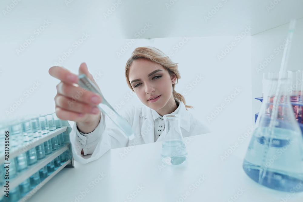Fototapeta premium closeup.portrait of doctor biologist in the lab.