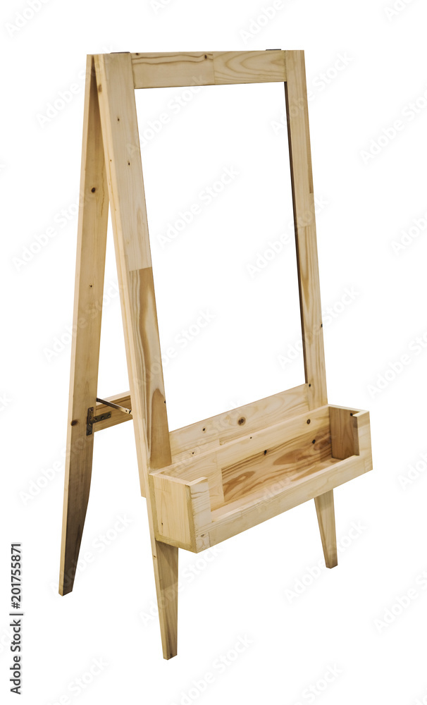 Wooden sandwich board isolated on white background with clipping path Wooden sandwich board isolated on white background with clipping path