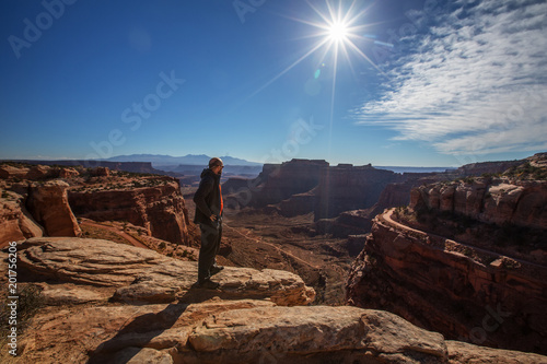 Hiker in Canyonlands National park in Utah, USA