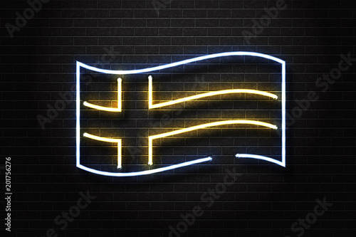 Vector realistic isolated neon sign of Sweden flag for decoration and covering on the wall background.