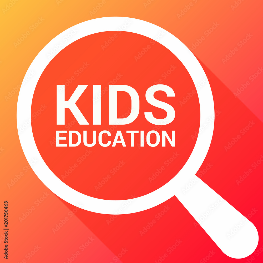 Learning Concept: Magnifying Optical Glass With Words Kids Education Learning Concept: Magnifying Optical Glass With Words Kids Education