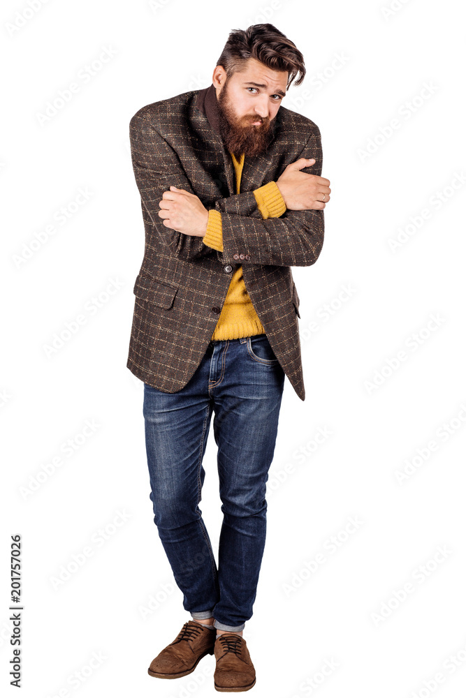 Fototapeta premium Worried businessman feeling cold