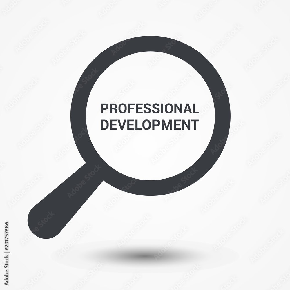 Education Concept: Magnifying Optical Glass With Words Professional Development Education Concept: Magnifying Optical Glass With Words Professional Development