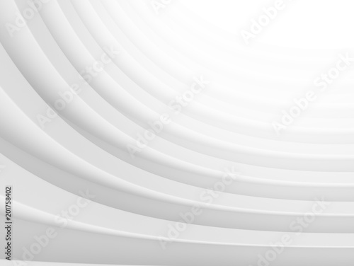 Abstract of white curved architectural pattern background,Concept of future modern facade design on architecture,3d rendering 