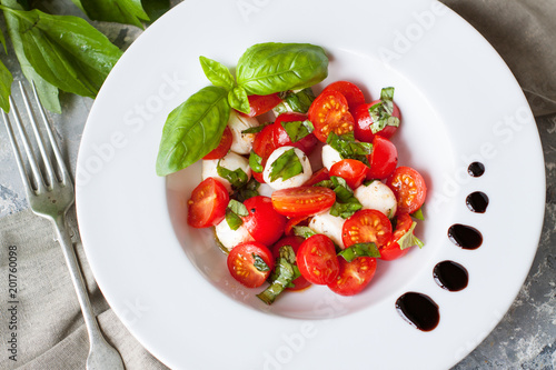 Mozzarella, cherry tomatoes and basil salad