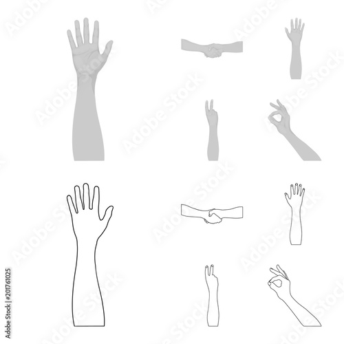 Sign Language outline,monochrome icons in set collection for design.Emotional part of communication vector symbol stock web illustration.