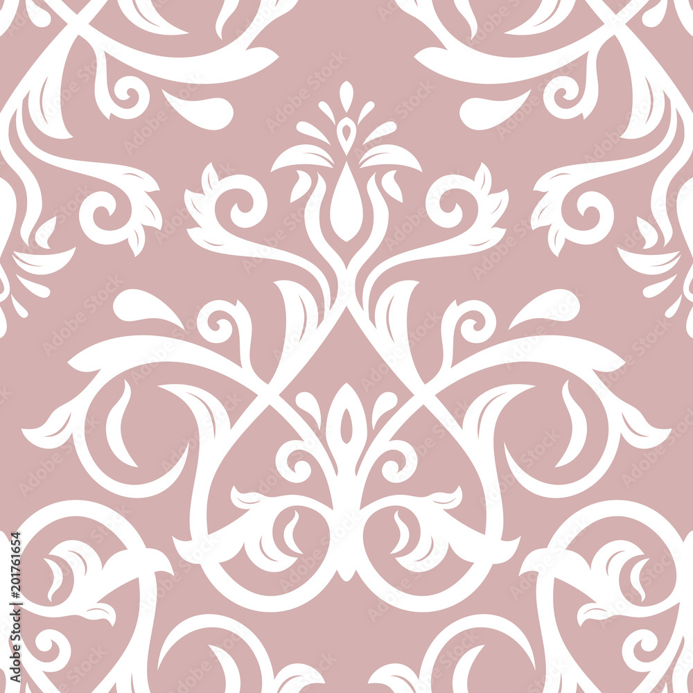 Classic seamless vector white pattern. Damask orient ornament. Classic vintage background. Orient ornament for fabric, wallpaper and packaging Classic seamless vector white pattern. Damask orient ornament. Classic vintage background. Orient ornament for fabric, wallpaper and packaging