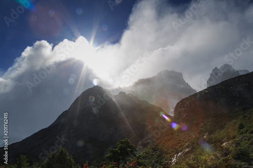Wolkenstimmung in der Nähe des Campingplatzes Los Cuernos, Torres del Paine