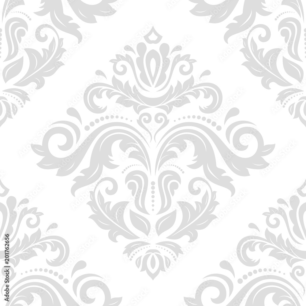 Orient vector classic pattern. Seamless abstract background with vintage light silver elements. Orient background. Ornament for wallpaper and packaging