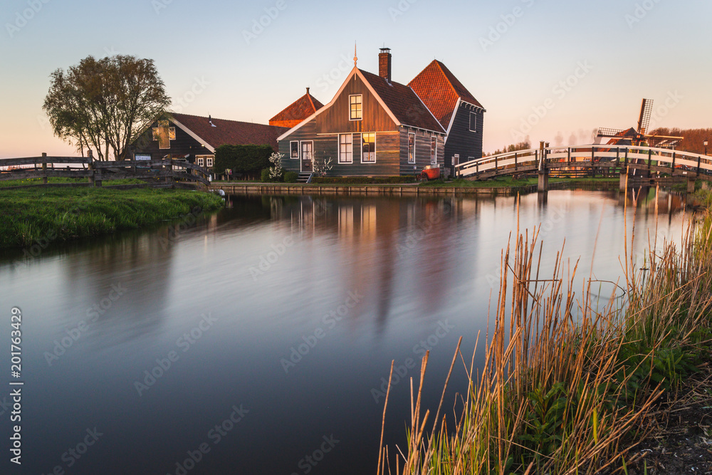 Traditional architecture in Zaanse Schans - Holland Netherlands Traditional architecture in Zaanse Schans - Holland Netherlands