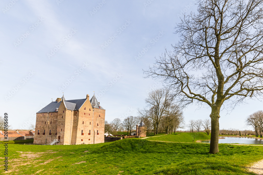 Fortress Loevestein in  Poederoijen, Zaltbommel, Gelderland, Netherlands. Most famous castle of the Netherlands.