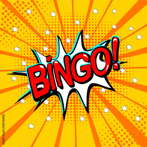Retro comic book. Cartoon speech bubbles. Text Bingo. Colorful pop art style background frames. Vector