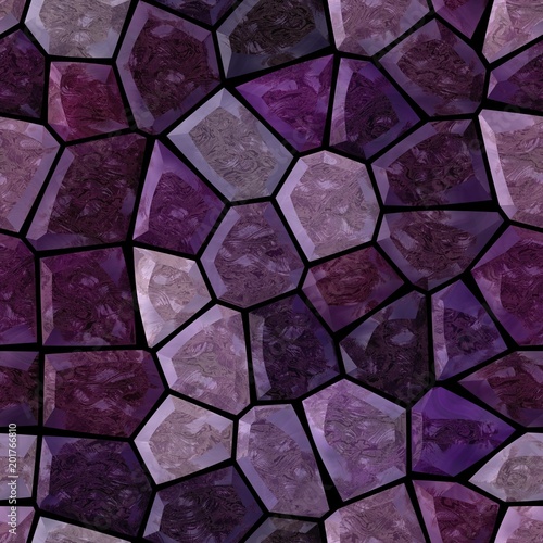 surface floor marble mosaic pattern seamless background with black grout - dark purple violet color