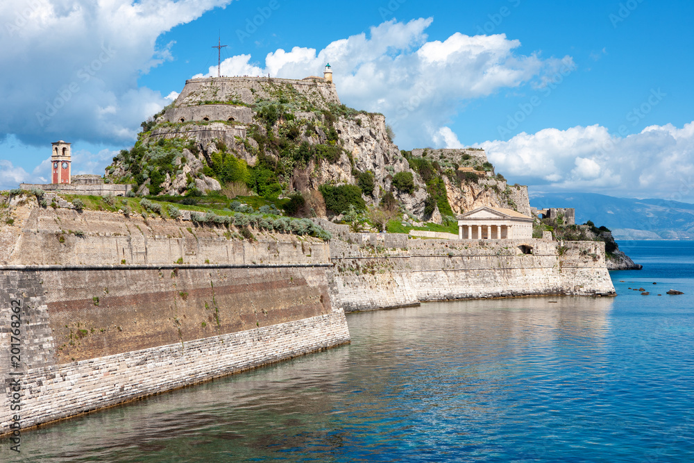 The Old Fortress in Corfu town with a nice cloudscape, Corfu island, Greece