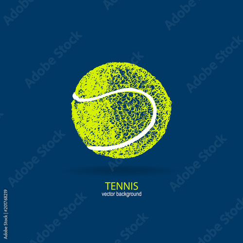 Vector illustration tennis ball, sketch, hand drawing. Design print for T-shirts. Element sports for the poster, banner, flyer.