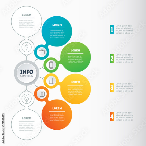 Business infographics concept with 4 or 6 options. Vector info graphic of technology or education process. Annual report. Web Template of a info chart, diagram or presentation. Part of the report.