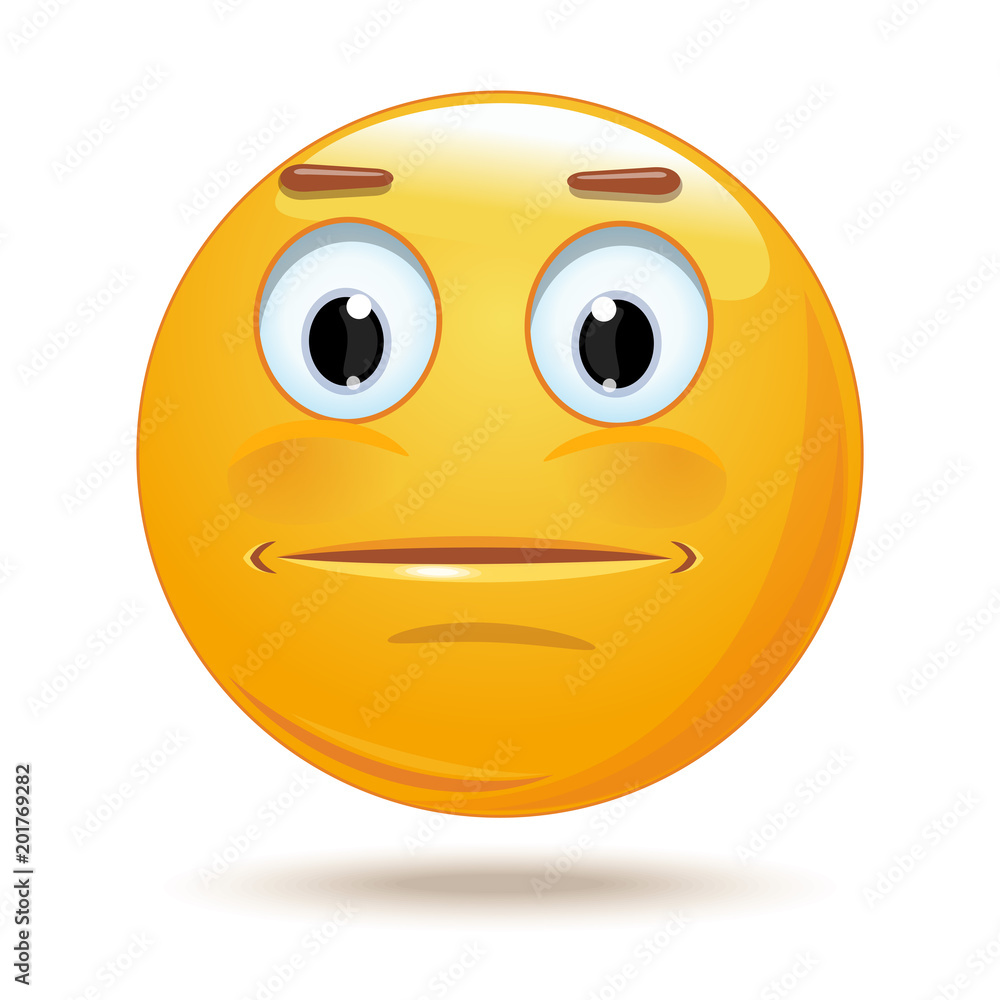 Indifferent cartoon icon. Neutral expressionless or surprised emoticon face.  Neutral smiley mood. Vector illustration isolated on white background Stock  Vector | Adobe Stock