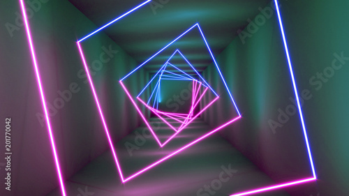 3D rendering Neon lights background. Bright neon lines background. Intelligence artificial. Abstract illustration