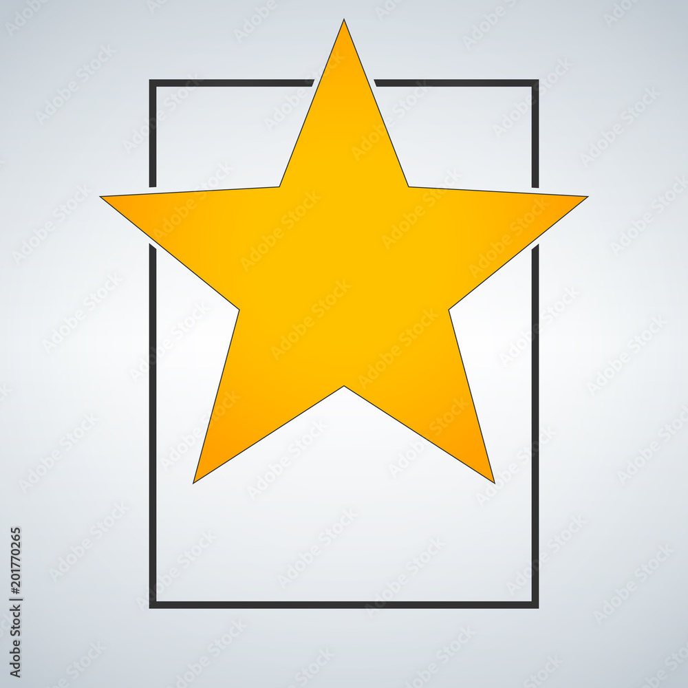 Golden award star template with frame. Vector illustration isolated on ...