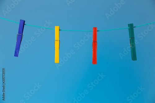 Close-up of colorful clothespins