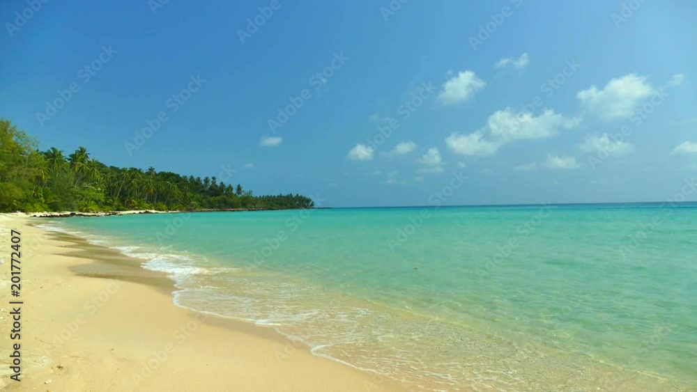 Nature with tropical sea and beach on white cloud and blue sky Nature with tropical sea and beach on white cloud and blue sky