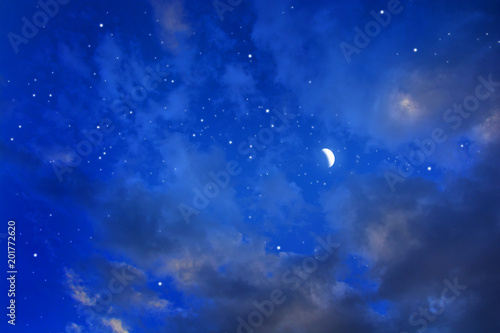 Fantasy moonlight on a dark night sky with a stars