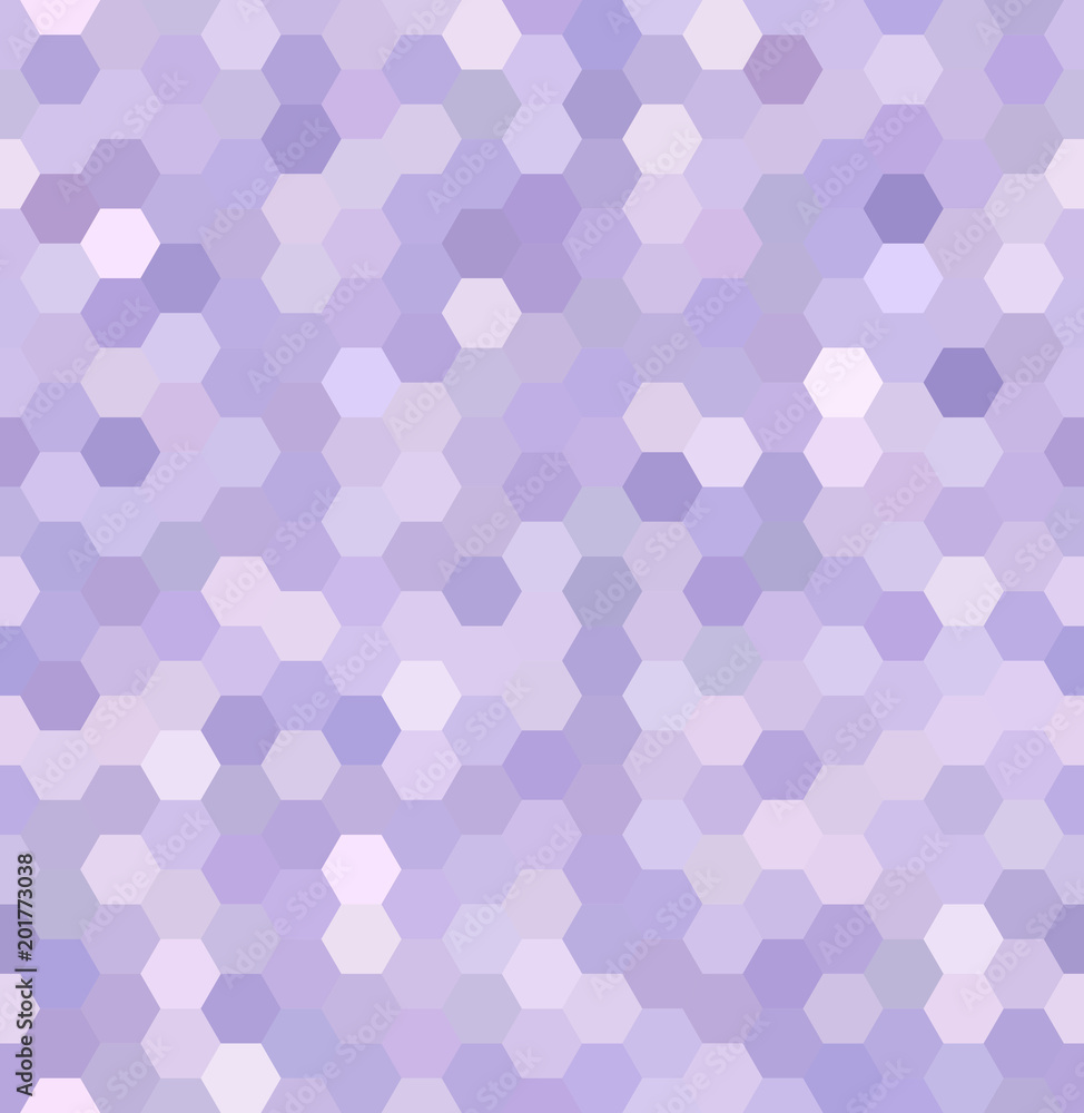 Vector background with white, violet, pink hexagons. Can be used for printing onto fabric and paper or decoration.