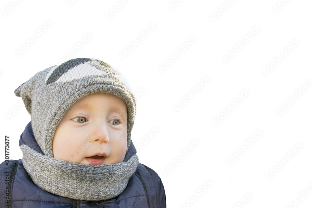 Cute kid with winter clothes isolated on white background Cute kid with winter clothes isolated on white background