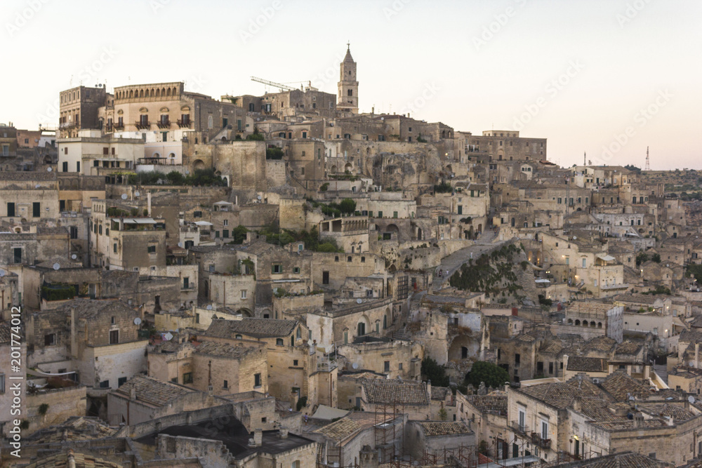 Overview of the ancient city of Matera, Unesco world heritage