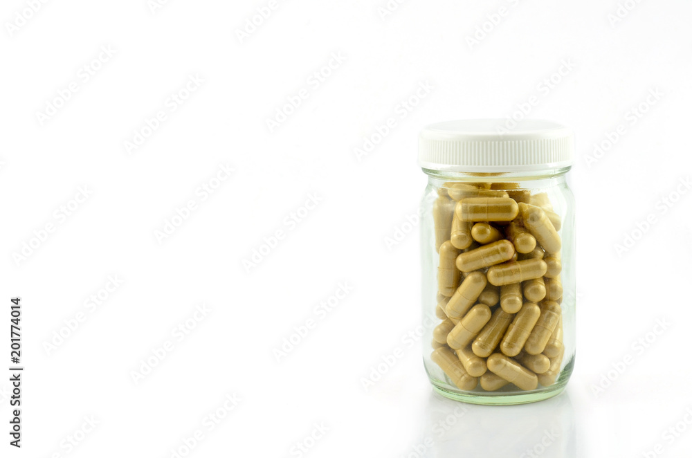 herbal supplement pill on white background herbal supplement pill on white background