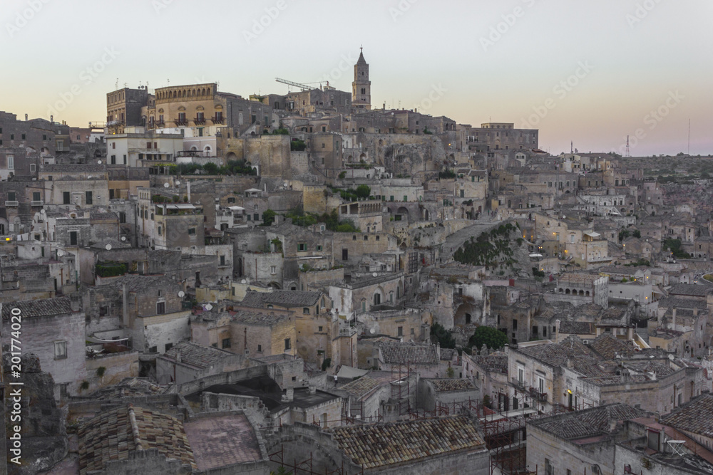 Overview of the ancient city of Matera, Unesco world heritage