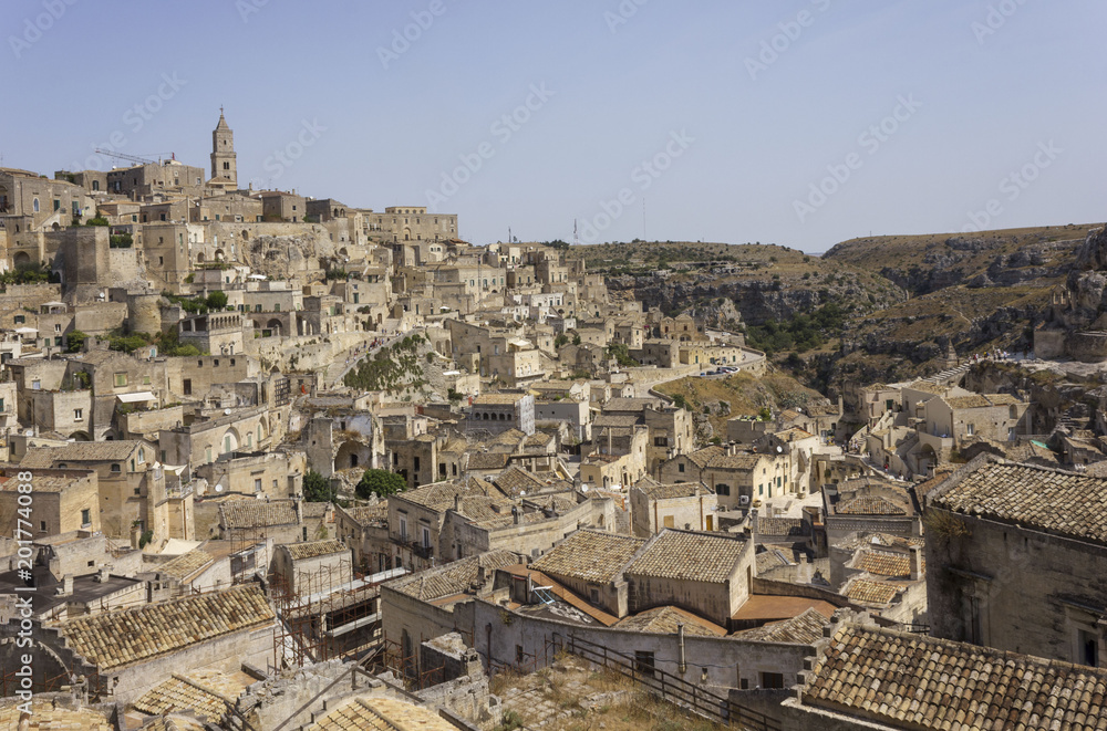 Day view of Matera city and its landscape