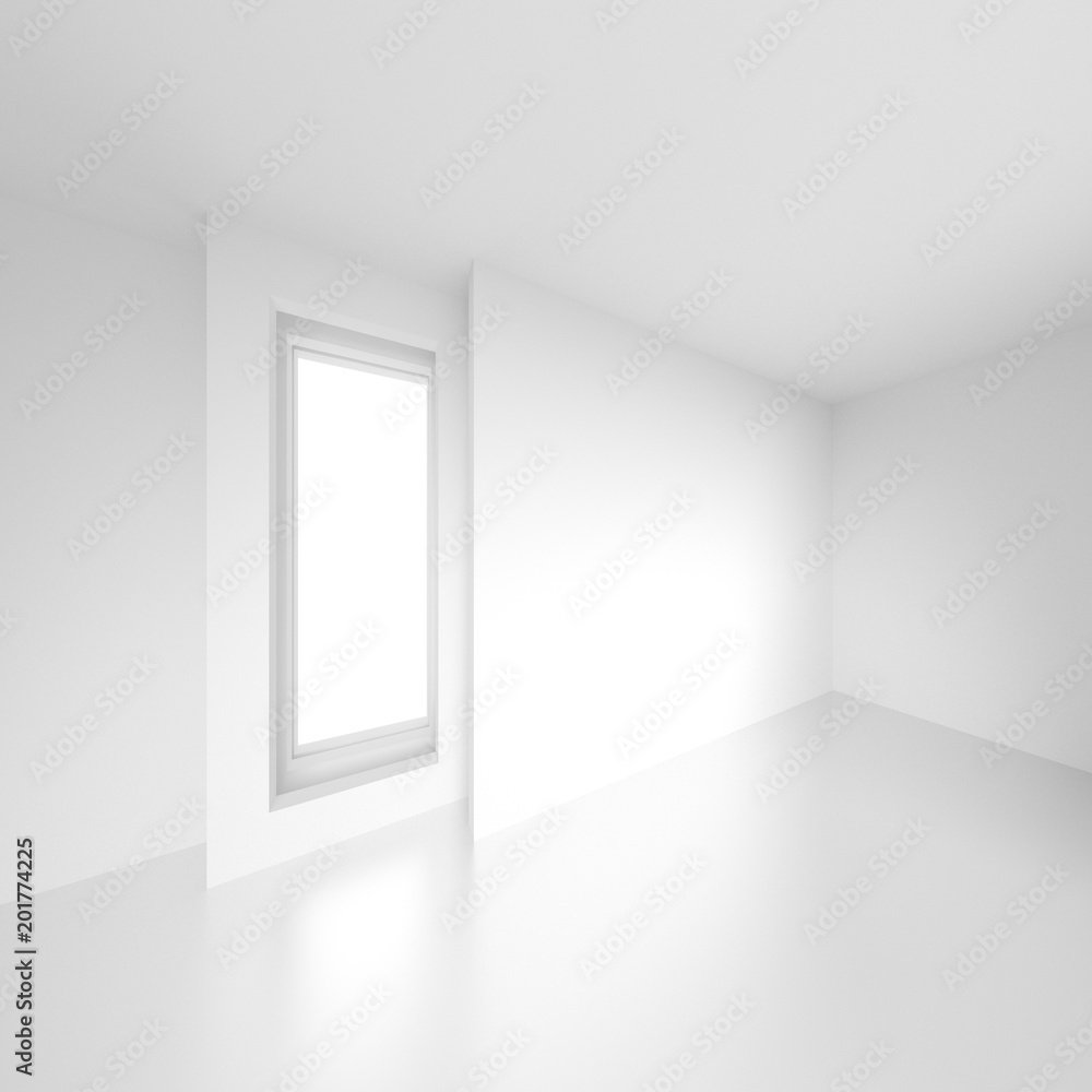 Abstract Interior Concept. White Modern Room with Window Abstract Interior Concept. White Modern Room with Window