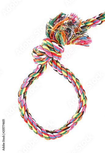 Loop with colored rope, white background