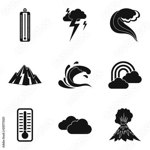 Meteorological office icons set. Simple set of 9 meteorological office vector icons for web isolated on white background