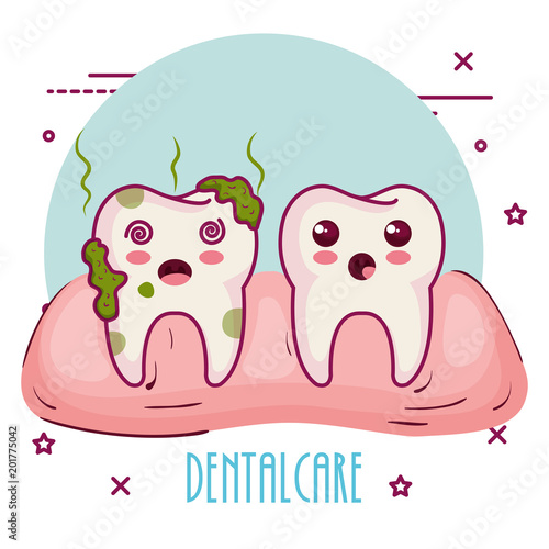 dental care kawaii characters vector illustration design