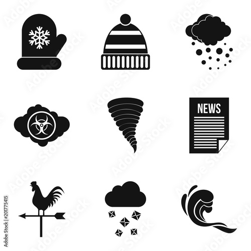 Met office icons set. Simple set of 9 met office vector icons for web isolated on white background