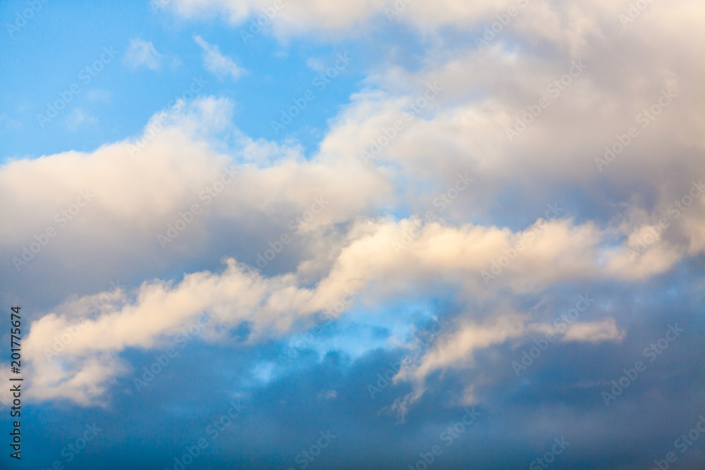 colorful dramatic sky with cloud at sunset.