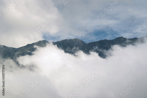 Mountain range in the clouds