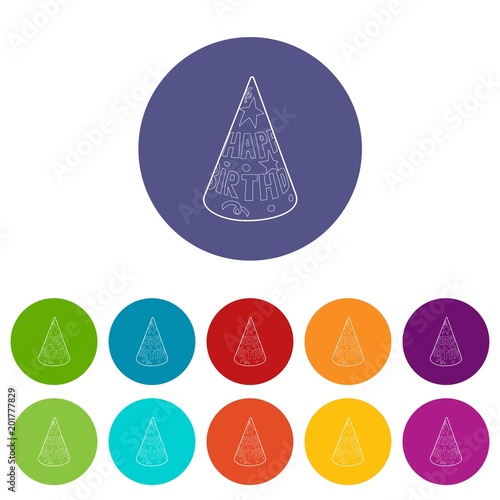 Cap icons color set vector for any web design on white background