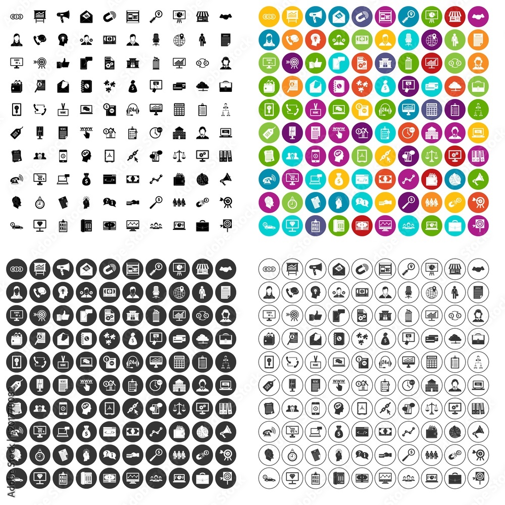 100 commerce department icons set vector in 4 variant for any web design isolated on white