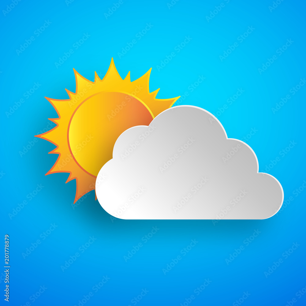 Paper art of cloud and sun. Vector illustration. Paper art of cloud and sun. Vector illustration.