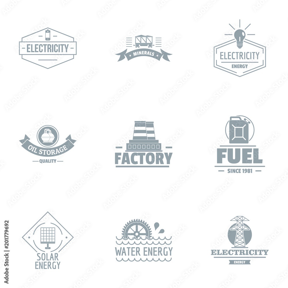Obraz premium Factory logo set. Simple set of 9 factory vector logo for web isolated on white background