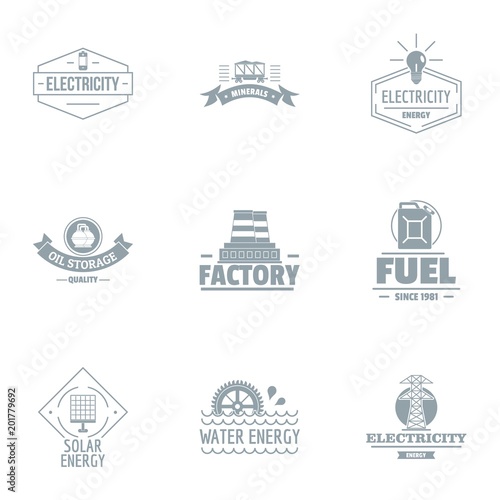 Factory logo set. Simple set of 9 factory vector logo for web isolated on white background
