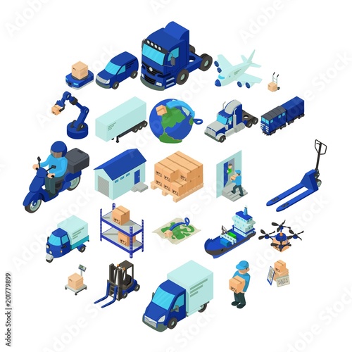 Logistic and delivery icons set. Isometric illustration of 25 logistic and delivery vector icons for web