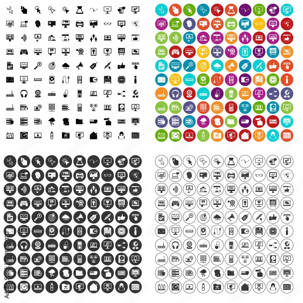 100 computer icons set vector in 4 variant for any web design isolated on white 100 computer icons set vector in 4 variant for any web design isolated on white